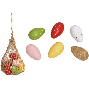 6 Uova di Pasqua in Legno di mango - 6 cm