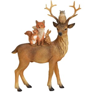 Decorazione - Cervi e amici in poliuretano - Marrone con glitter