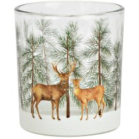 Portacandele in vetro a forma di cervo natalizio