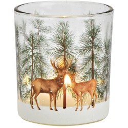 Portacandele in vetro a forma di cervo natalizio. n1