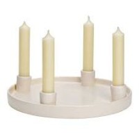 Corona dell'Avvento - Portacandele in terracotta bianca