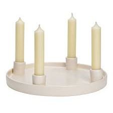 Corona dell Avvento - Portacandele in terracotta bianca
