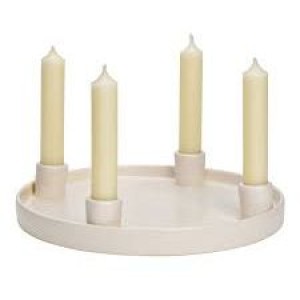 Corona dell'Avvento - Portacandele in terracotta bianca