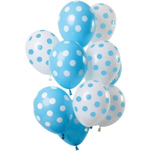 Bouquet 12 Palloncini a Pois Blu e Bianco