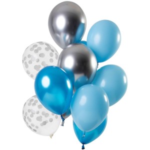 Bouquet 12 Palloncini Blu e Argentoo