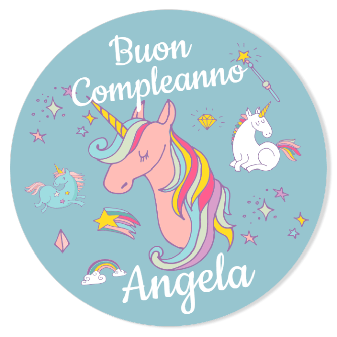 Fotocroc rotondo da personalizzare - Unicorno Arcobaleno 