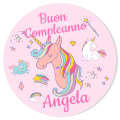 Fotocroc rotondo da personalizzare - Unicorno Arcobaleno Rosa