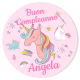 Fotocroc rotonda da personalizzare - Arcobaleno Unicorno rosa