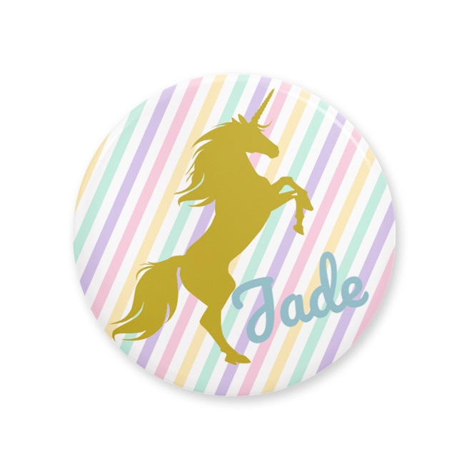 Badge da personalizzarez - Unicorno Oro Stripe 