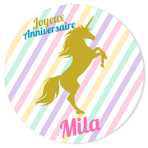 Fotocroc rotondo da personalizzare - Unicorno Oro