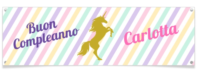 Striscione personalizzato - Unicorno oro 