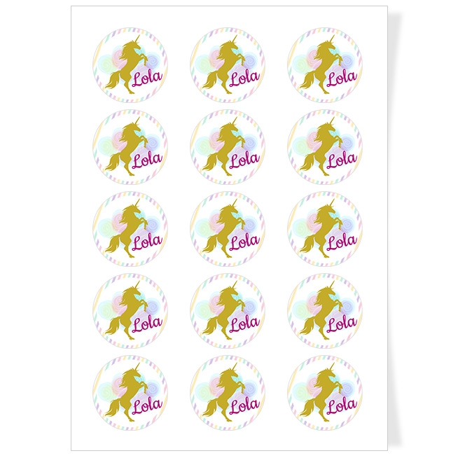 Dischi cupcake da personalizzare - Unicorno Oro 