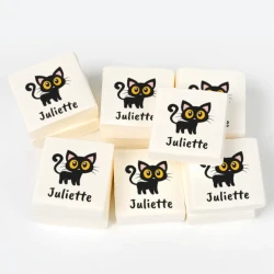 12 Marshmallow di Halloween personalizzati - Gatto Nero. n1