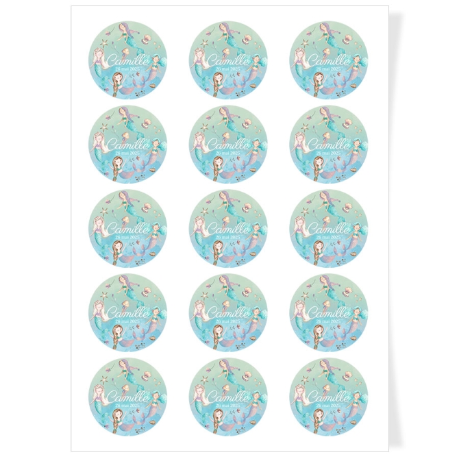 Dischi cupcake da personalizzare - Sirena pastello 