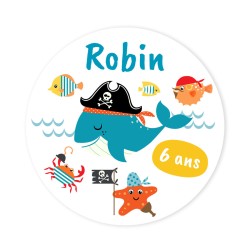Dischi cupcake da personalizzare - Balena Pirata. n2