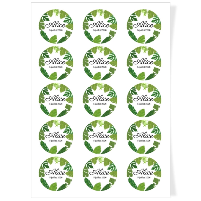Dischi cupcake da personalizzare - Foglie Tropicali 