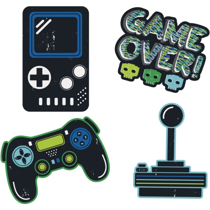 Set di 4 decorazioni da parete Gamer Birthday 