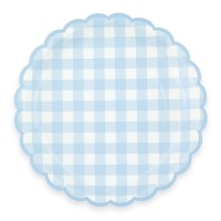 Scatola per feste a quadretti blu smerlati